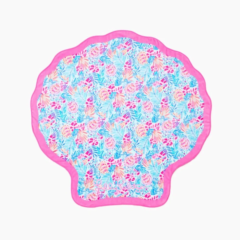 NEW Lilly Pulitzer Large Shell Beach Towel Rainforest Retreat Sea Glass 60”x60”